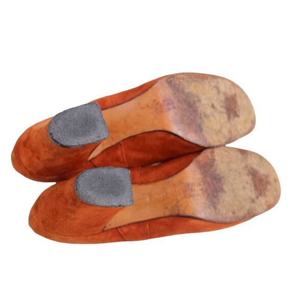 Lamica ITALY BRICK BROWN GENUINE LEATHER SUEDE MID ROUND TOE PUMP SHOES Sz 8M - Picture 10 of 11